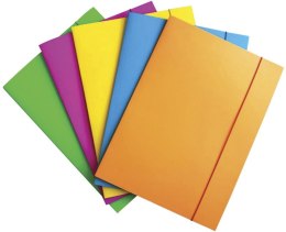 Teczka z gumką OFFICE PRODUCTS Fluo, karton/lakier, A4, 300gsm, 3-skrz., mix kolorów