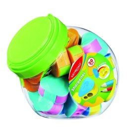 Temperówka plastikowa KEYROAD Triangle, podwójna, z pojemnikiem, 30szt., w tubie, mix kolorów