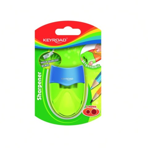 Temperówka plastikowa KEYROAD, podwójna, blister, mix kolorów