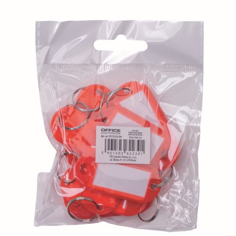 Zawieszki na klucze OFFICE PRODUCTS, 50x20mm, 10szt., czerwone