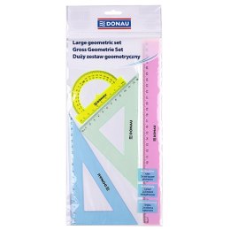 Zestaw geometryczny DONAU, duży, z linijką 30cm, zawieszka, mix kolorów