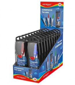 Cyrkiel metalowy KEYROAD, w etui, z ołówkiem, pakowany w display, mix kolorów