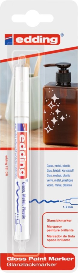 Marker olejowy połyskujący e-751 EDDING, 1-2mm, blister, biały