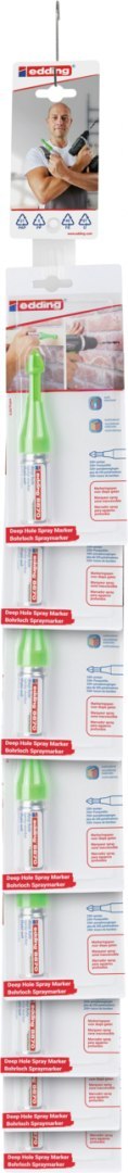 Marker w spreju e-8870 EDDING, do głębokich otworów, 16 szt., clipstrip, zielony neon