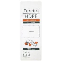 Torebki spożywcze HDPE, 10x4x30cm, 1000 szt., transparentne