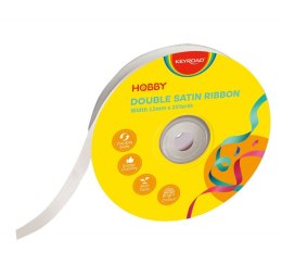 Wstążka KEYROAD, podwójna, satynowa, 12mm x 22,86m, na szpulce, biała
