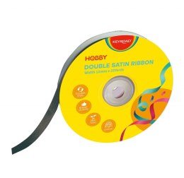 Wstążka KEYROAD, podwójna, satynowa, 12mm x 22,86m, na szpulce, czarna