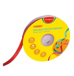Wstążka KEYROAD, podwójna, satynowa, 12mm x 22,86m, na szpulce, czerwona