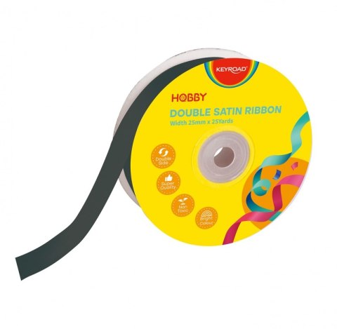 Wstążka KEYROAD, podwójna, satynowa, 25mm x 22,86m, na szpulce, czarna