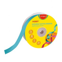 Wstążka KEYROAD, podwójna, satynowa, 25mm x 22,86m, na szpulce, niebieska