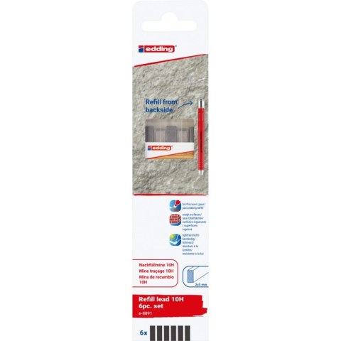 Wymienne wkłady e-8891 EDDING, do ołówka e-8890, 10H, 6 szt., blister