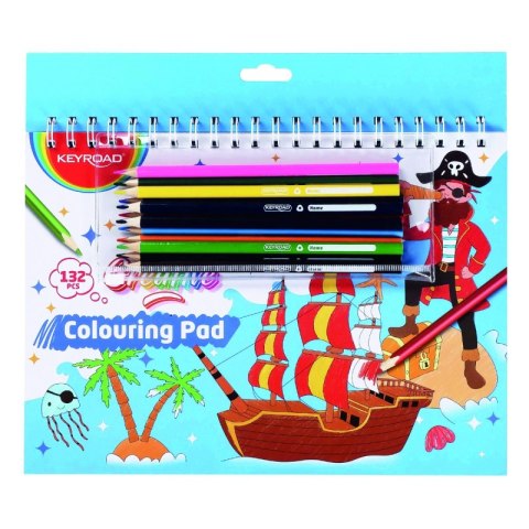 Zestaw do kolorowania dla chłopca KEYROAD, 12 kredek, szablon, pudełko