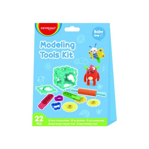 Zestaw do modeliny dla dzieci KEYROAD, nóż z walkiem, szablony, pudełko
