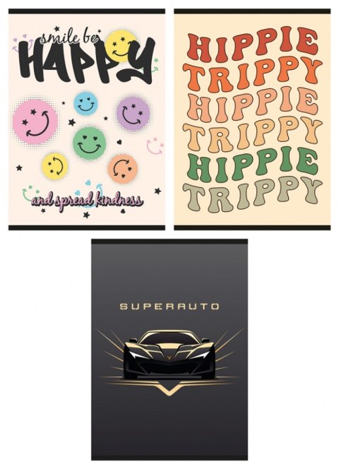 Zeszyt szkolny GIMBOO, A4, w kratkę, 32 kart., 70gsm, mix wzorów