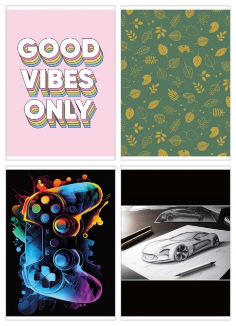 Zeszyt szkolny GIMBOO, A5, w kratkę, 60 kart., 70gsm, mix wzorów