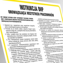 Znak TDC, Instrukcja BHP dla pomieszczeń administracyjno-biurowych