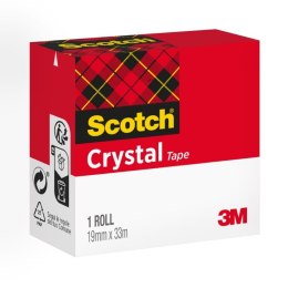 Taśma samoprzylepna SCOTCH® Crystal Clear (600), w pudełku 19mmx33m, transparentna