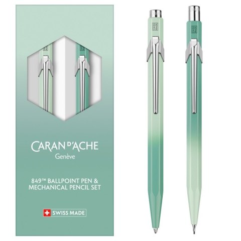 Zestaw długopis 849 i ołówek 844 CARAN D'ACHE Misty Forest, w etui, zielony