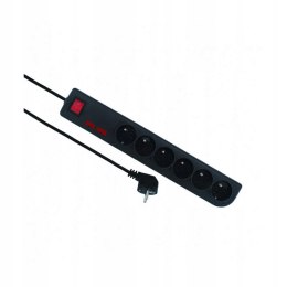 Listwa zasilająca przedłużacz 6 gniazd, 5m, czarny, wyłącznik, 2xbezpiecznik, uziemienie PSF2-605-2, ELGOTECH