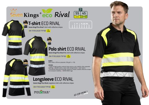 ECO RIVAL SEVEN KINGS KOSZULKA POLO CZARNY/ŻÓŁTY