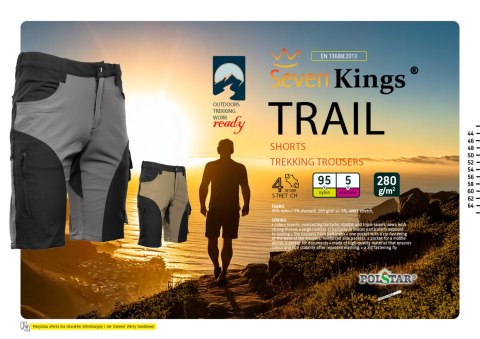 TRAIL SPODNIE KRÓTKIE STAL/CZARNY - SEVEN KINGS