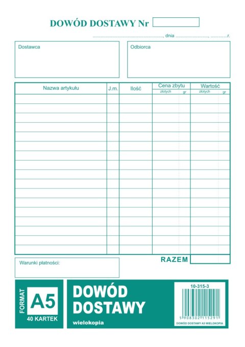 315-3 Dowód dostawy A5 80 kartek MICHALCZYK i PROKOP