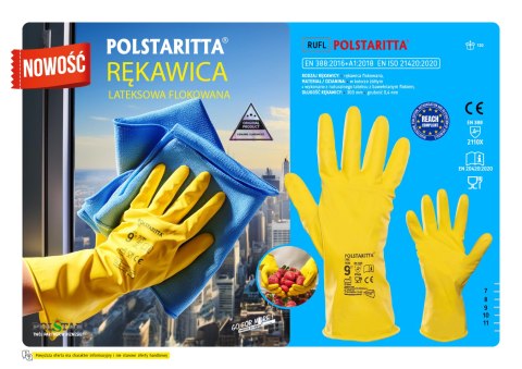 RĘKAWICE POLSTARITTA GUMOWE FLOKOWANE (2110X ) ŻÓŁTA