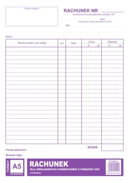 223-3 Rachunek A5 dla zw.z VAT (pion) wielokopia MICHALCZYK i PROKOP