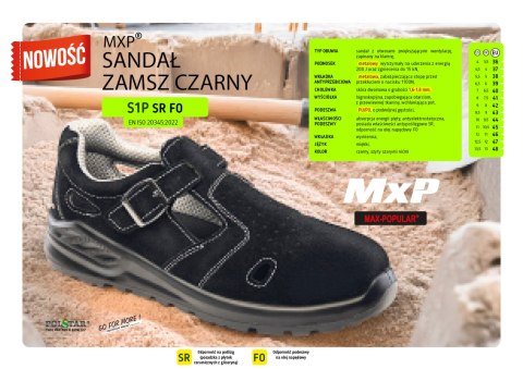 SANDAŁ MXP S1P SR FO ZAMSZ CZARNY