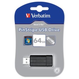 Pamięć Pendrive VERBATIM 64GB USB 2.0 czarny PINSTRIPE 49065