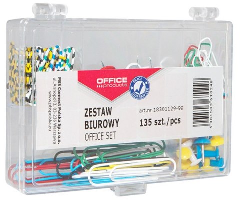 Zestaw biurowy (pinezki i spinacze) , mix 135szt., typu OFFICE PRODUCTS 18301129-99