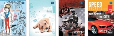 Zeszyt_ A5 16k 3linia kolorowa mix INTERDRUK