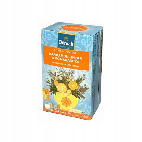 Herbata DILMAH Rooibos kardamon, imbir i pomarańcza 20t ziołowo-owocowa