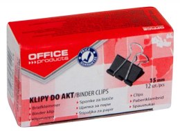Klipy do dokumentów OFFICE PRODUCTS, 15mm, 12szt., czarne 18091519-05