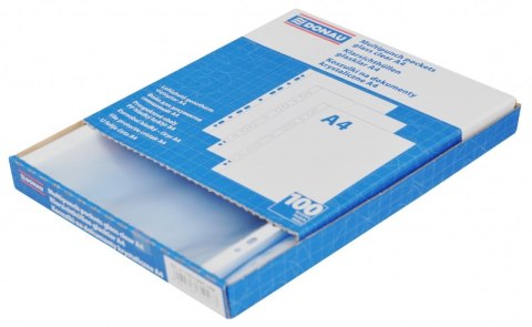 Koszulki na dokumenty A4 PP krystaliczne 45mikr. w kartonie 100szt. DONAU 1765100PL-00B