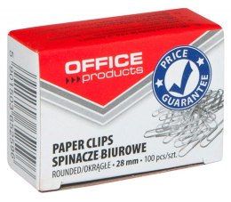 Spinacze okrągłe , 28mm, 100szt., srebrne, typu OFFICE PRODUCTS 18082815-19