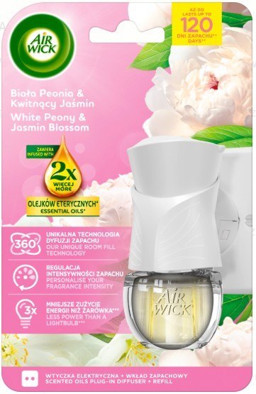 AIR WICK odświeżacz Elektryczny komplet 19ml Biała Peonia & Kwitnący Jaśmin 18116