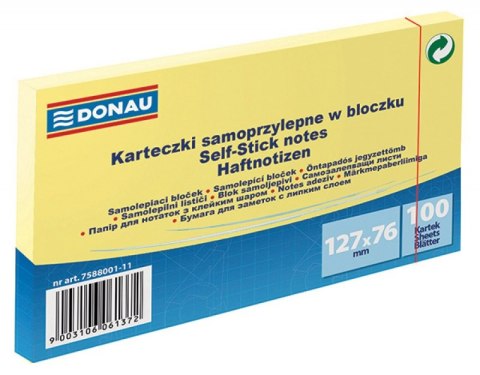 Bloczek samoprzylepny DONAU 127x76 żółty 758800