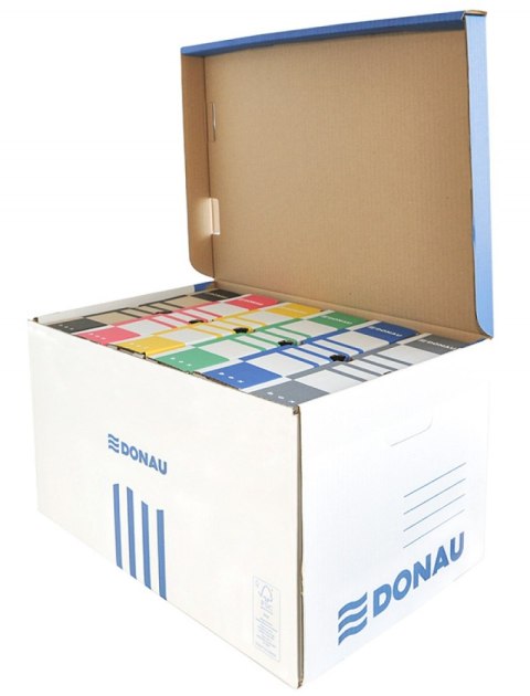 Pudło archiwizacyjne DONAU, wzmocnione, karton, zbiorcze, niebieskie 7665301FSC-10