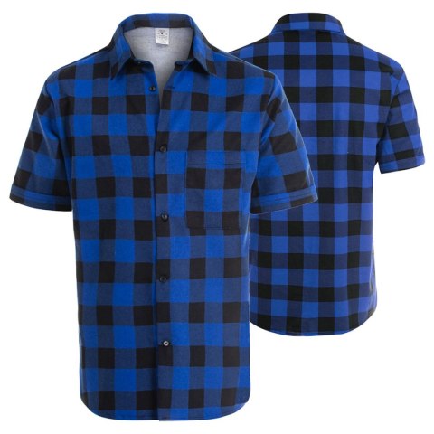 KOSZULA FLANELOWA KRÓTKI RĘKAW NIEBIESKA