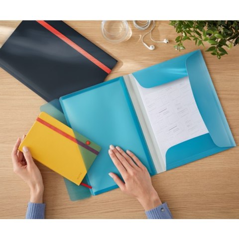 Teczka z gumką i kieszonką Leitz Cosy, PP, niebieska 46190061 .