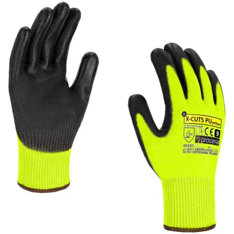 RĘKAWICE OCHRONNE ANTYPRZECIĘCIOWE X-CUT5 PU YELLOW
