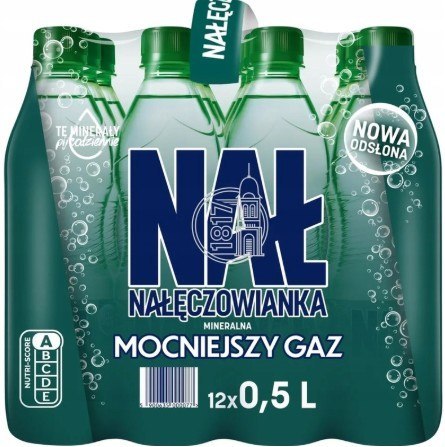 Woda NAŁĘCZOWIANKA mocniejszy gaz 0.5L butelka PET zgrzewka 12 szt. KAUCJA