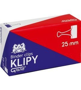 Klip 25mm 12szt (1 cal) czarny GRAND 110-1093 klipy do dokumentów
