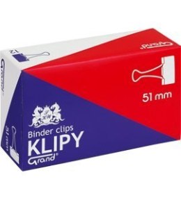 Klip 51mm 12szt (2 cale) czarny GRAND 110-1096 klipy do dokumentów