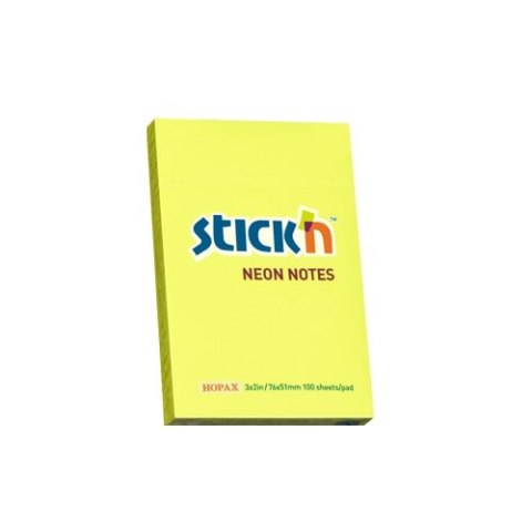 Bloczek STICKnullN 76x51mm żółty neon 100k 21132