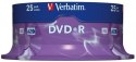Płyta DVD+R VERBATIM CAKE (25) AZO srebrny mat 4.7GB x16 43500