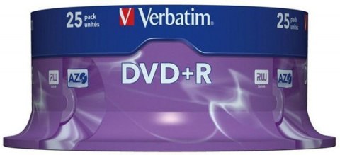 Płyta DVD+R VERBATIM CAKE (25) AZO srebrny mat 4.7GB x16 43500