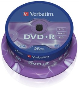 Płyta DVD+R VERBATIM CAKE (25) AZO srebrny mat 4.7GB x16 43500