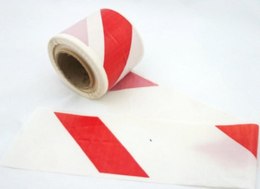 Taśma ostrzegawcza 100mm x 100m biało-czerwona nieprzylepna